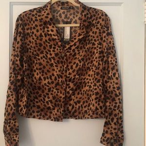 Nasty Gal collection size 10 satin leopard blouse